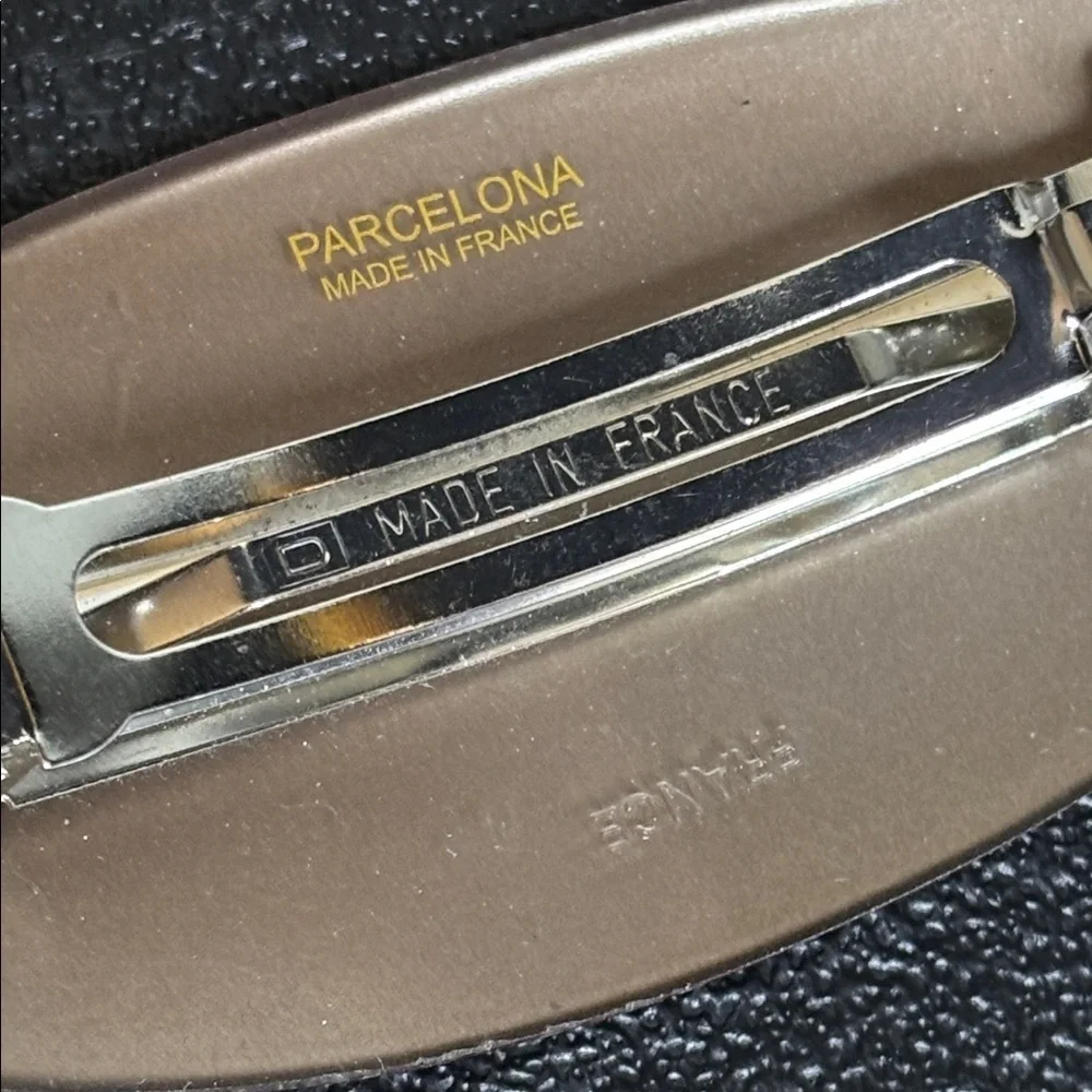 Parcelona Made in France Acrylic Large Plaid Brown Hair Clip
